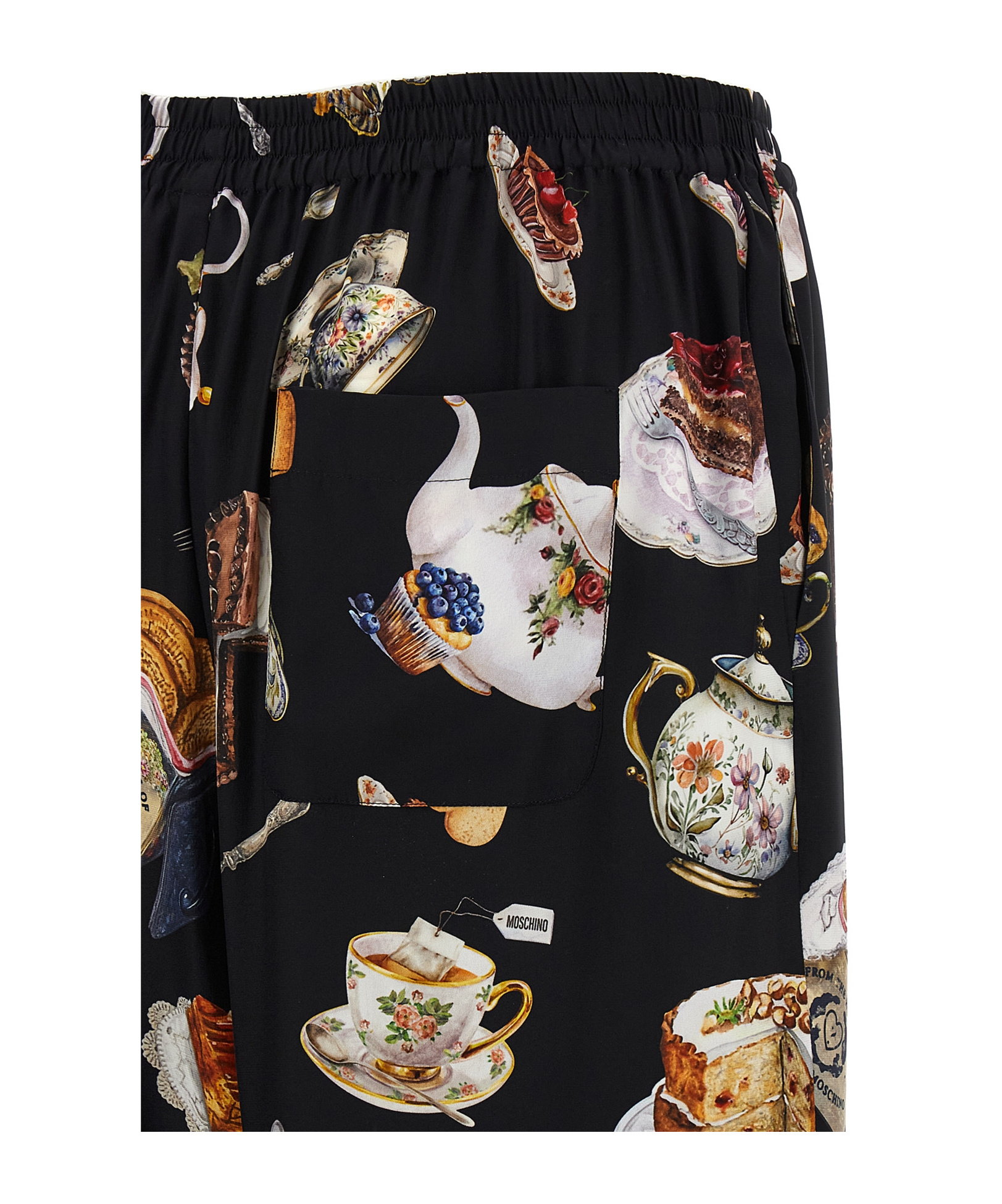 Moschino Pants Featuring Elastic Waistband Print In Black