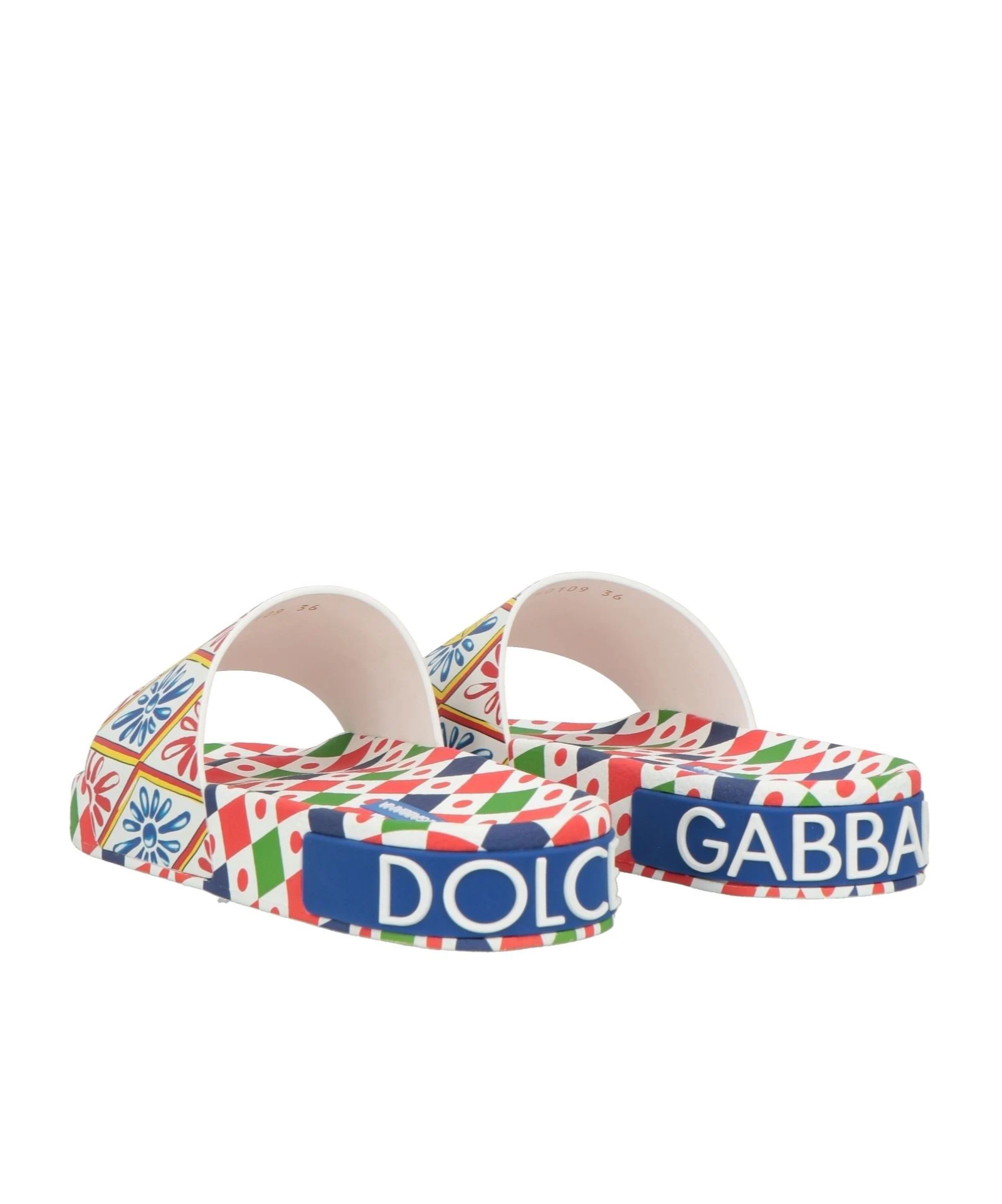 Dolce & Gabbana Printed Slides In White