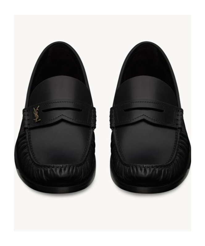 Saint Laurent Round Head Loafer Shoes In Black