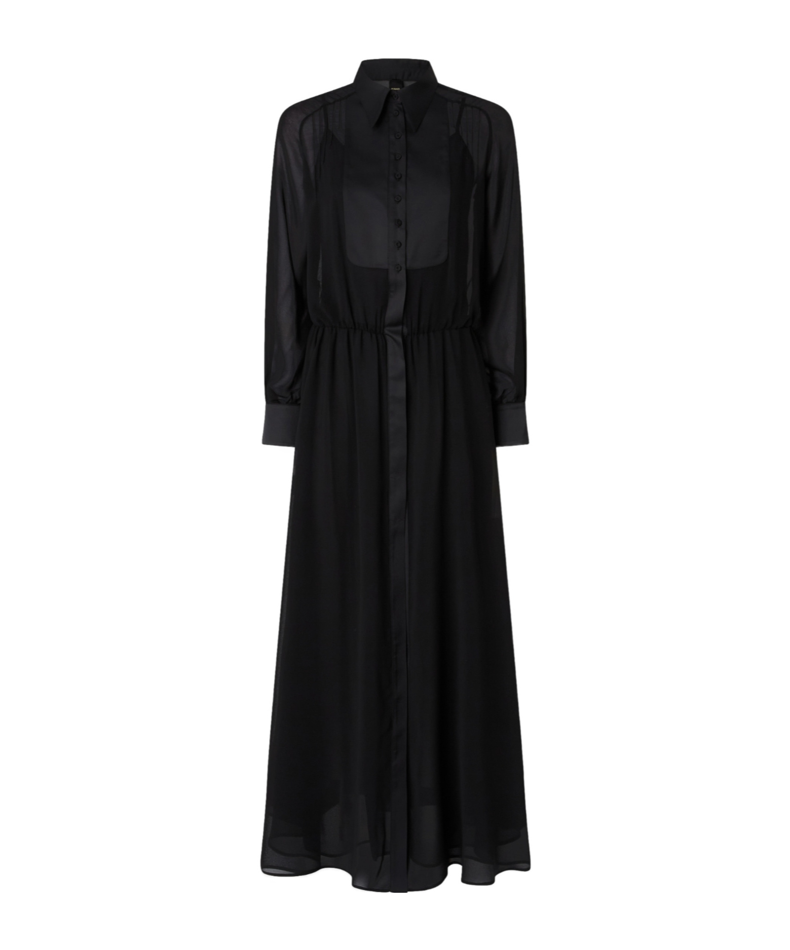 Pinko Sheer-panel Midi Dress In Black