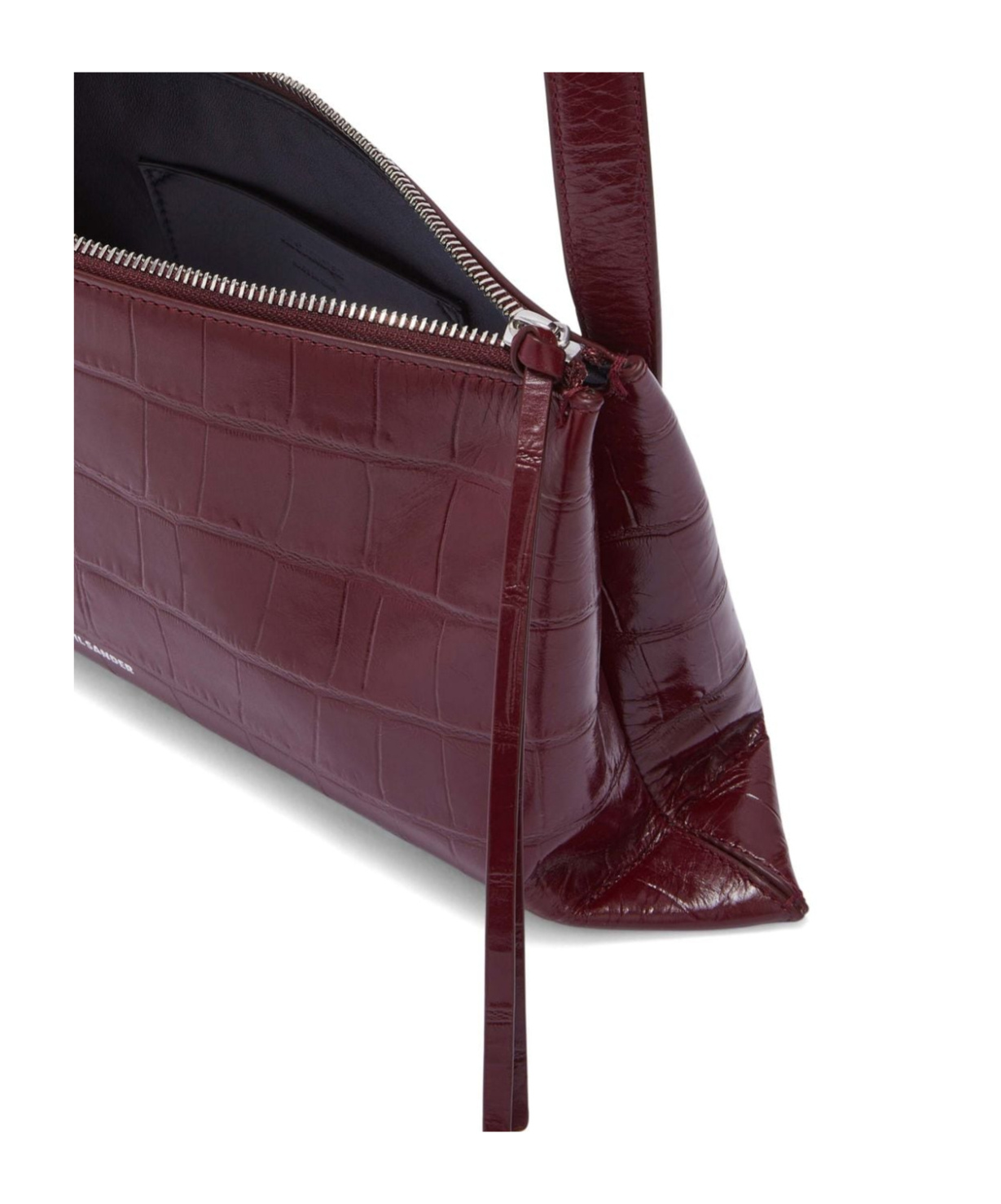 Jil Sander Small Empire Crocodile-effect Shoulder Bag In Red
