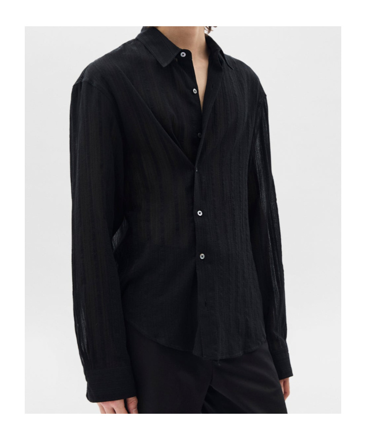 Ann Demeulemeester Isak Twisted Light Dobby Stripe In Black