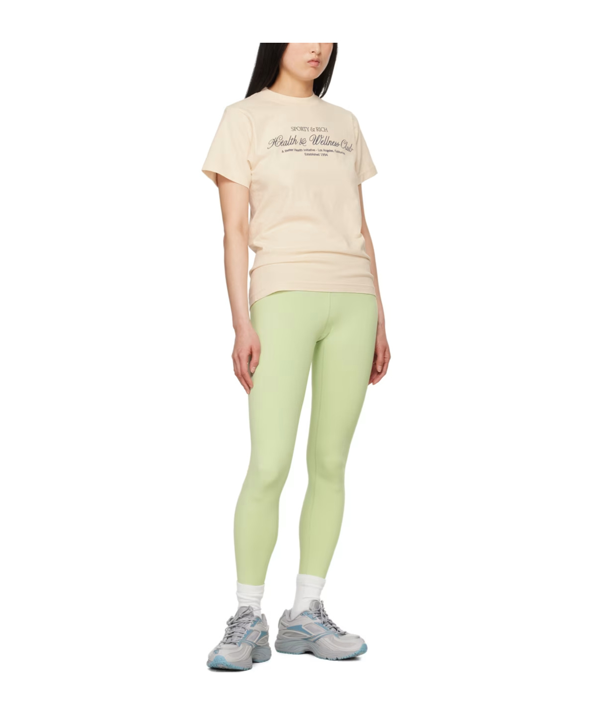 Sporty And Rich Runner Script Logo-print Leggings In Yellow