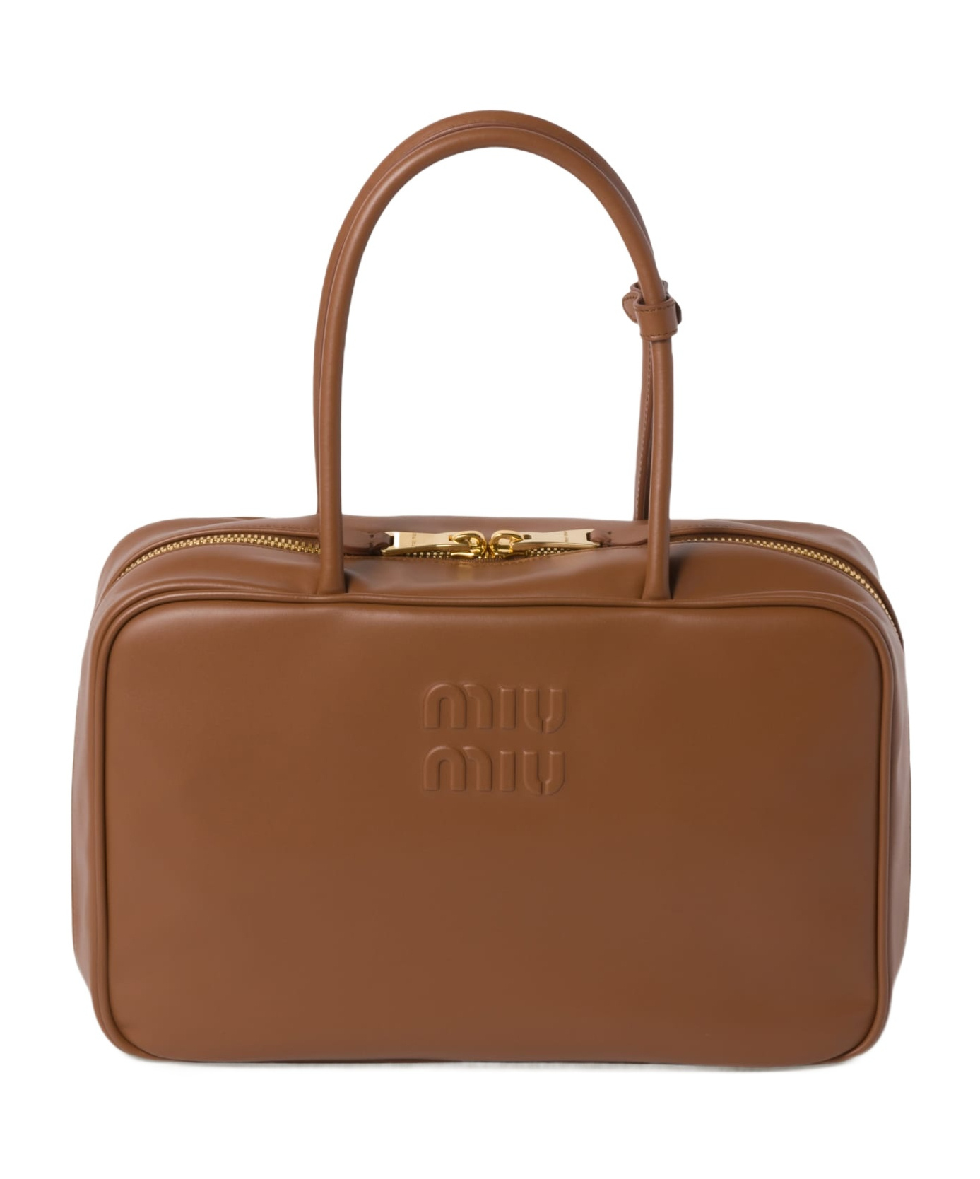 Miu Miu Logo Pattern Shoulder Bag In Brown
