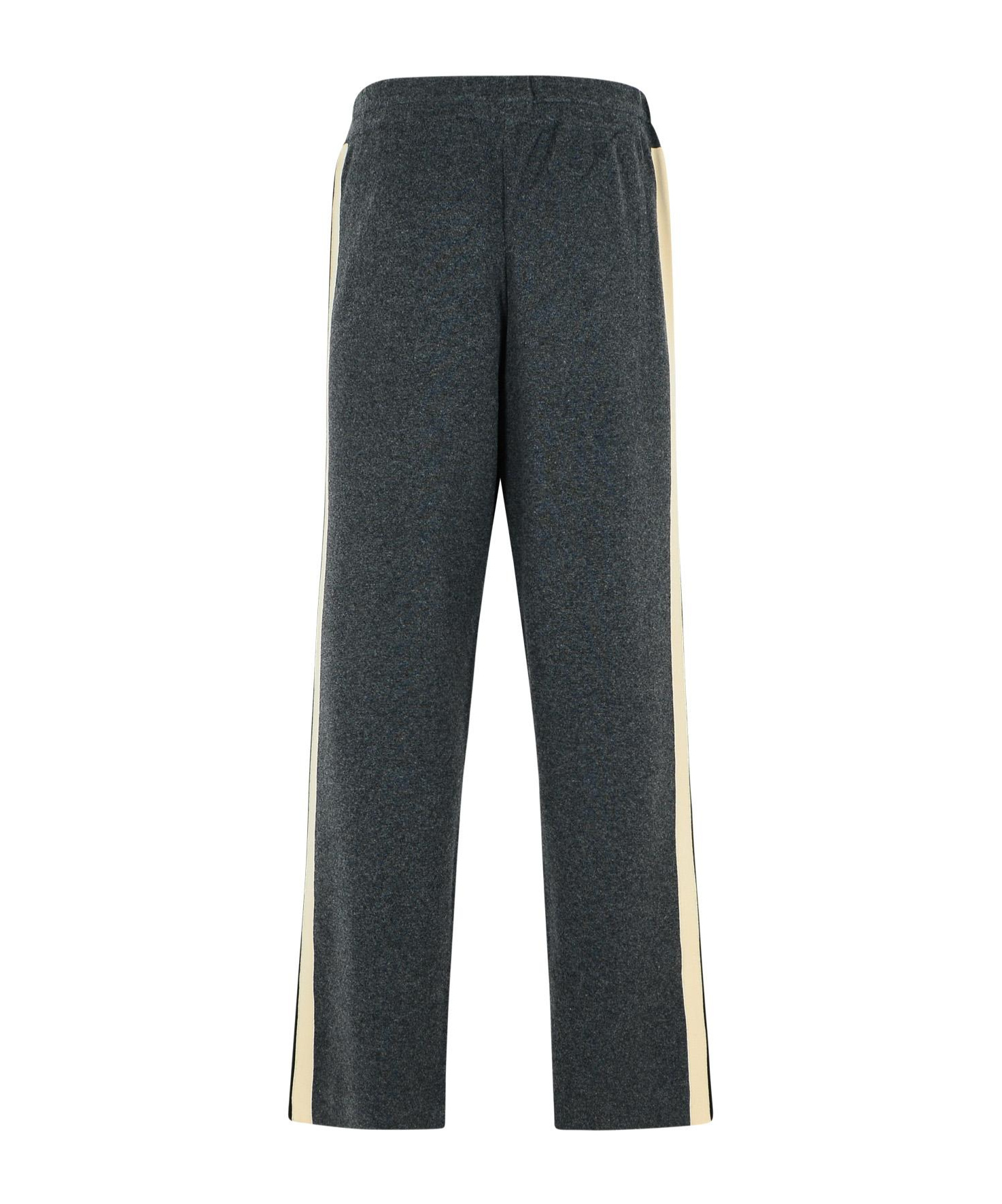 Palm Angels Wool Blend Trousers Drawstring Waist In Black