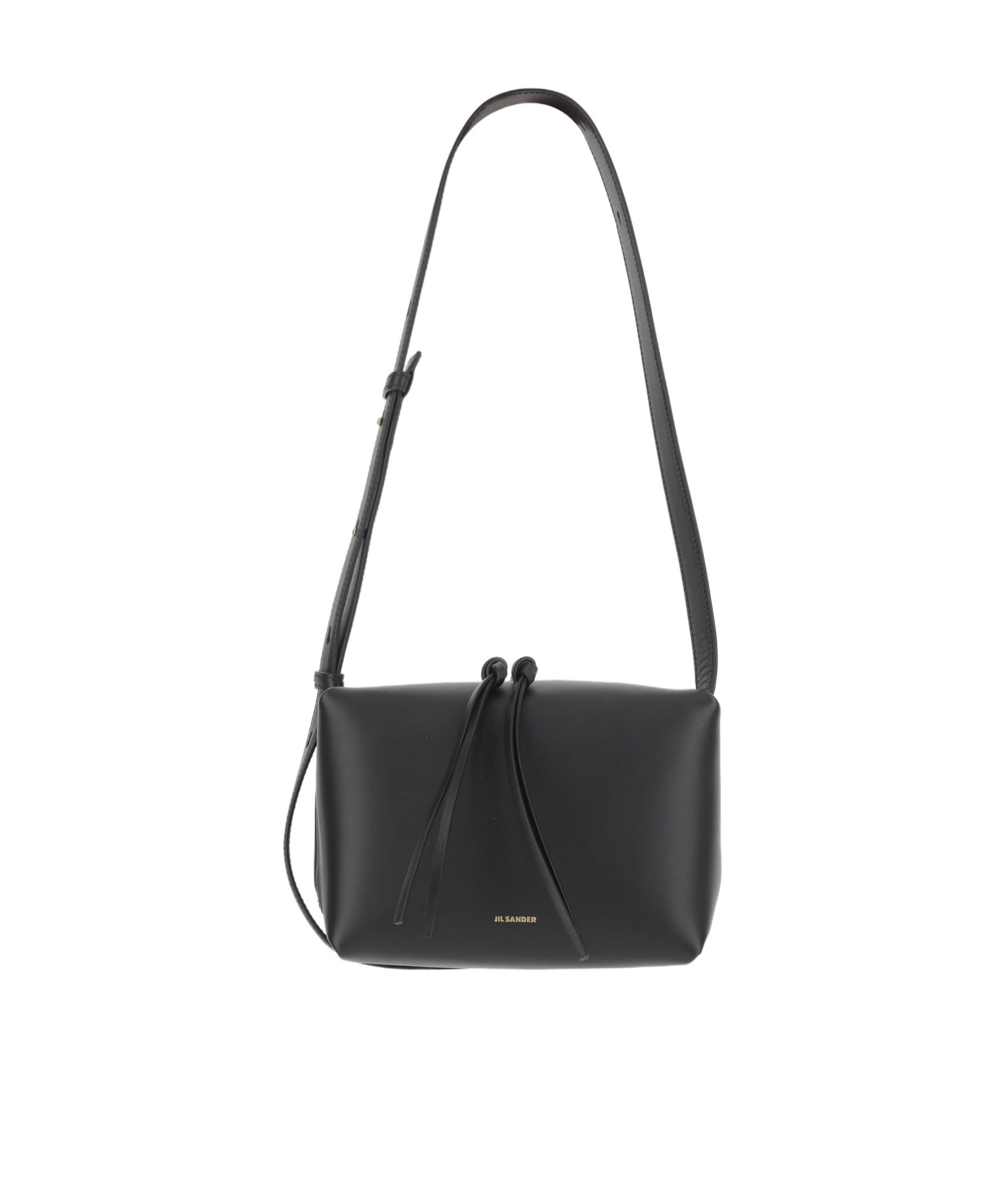 Jil Sander Leather Shoulder Bag With Logo In Black