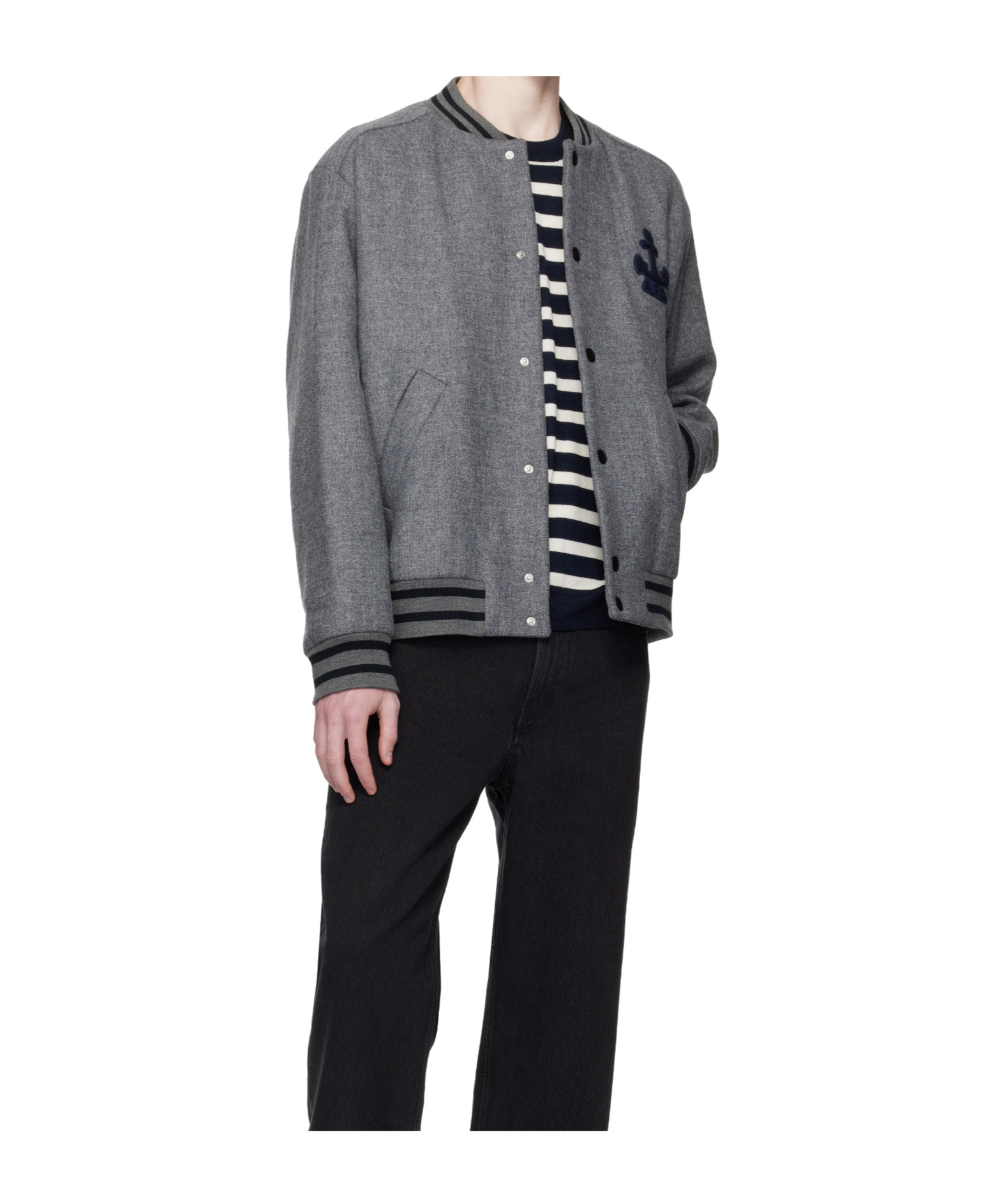 Apc Crew Neck Long Sleeve Casual Jacket In Gray