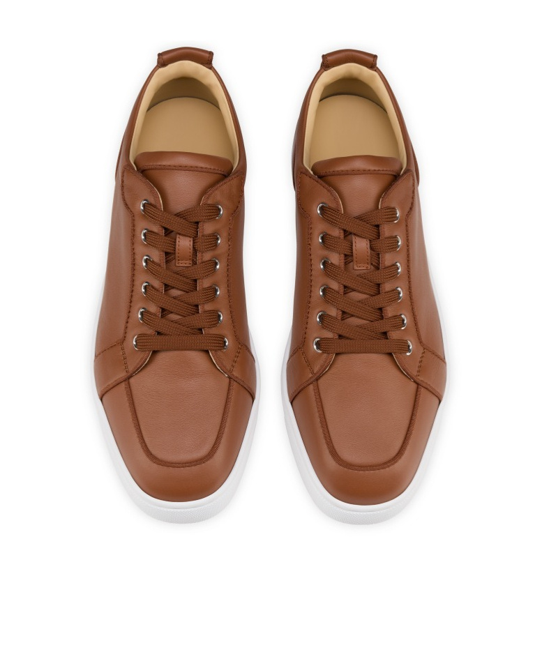 Christian Louboutin Rantulow Orlato Grosgrain-trimmed Full-grain Leather Sneakers In Brown