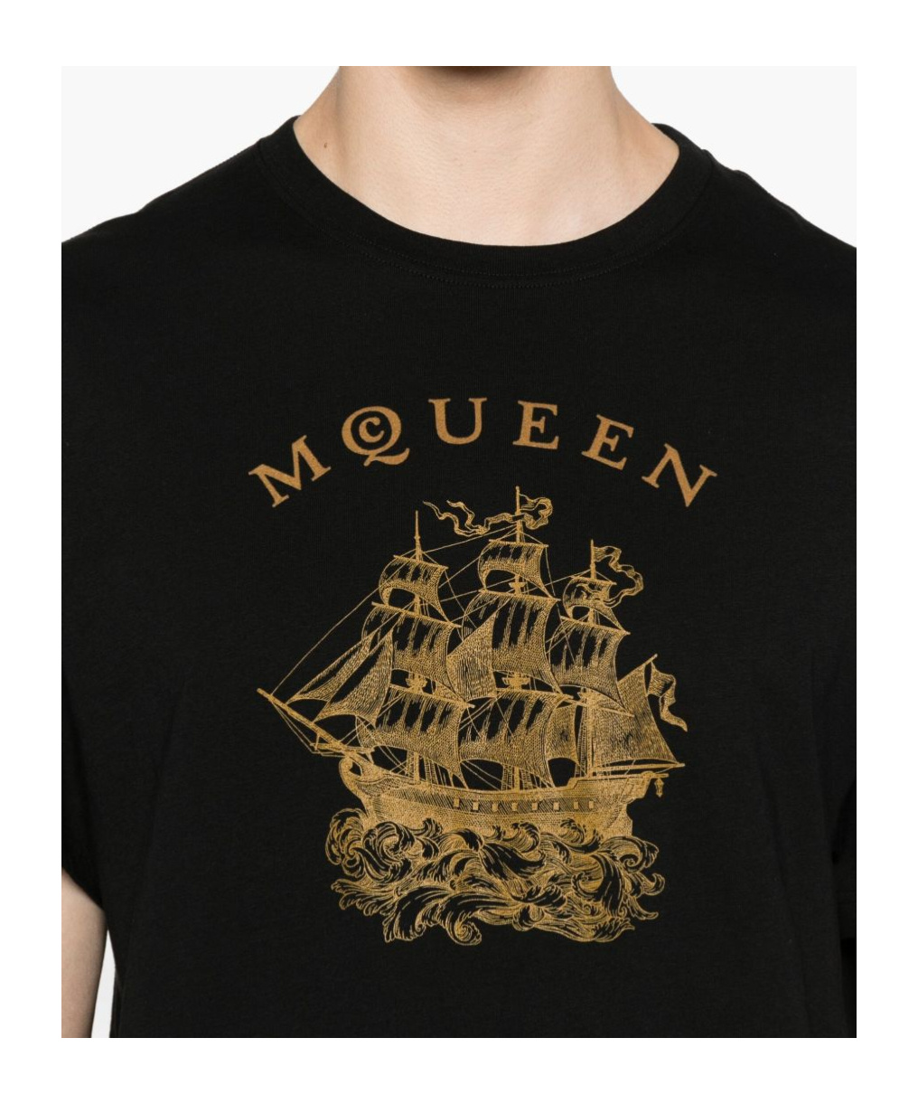 Alexander Mcqueen Black T-shirt With Print In Black