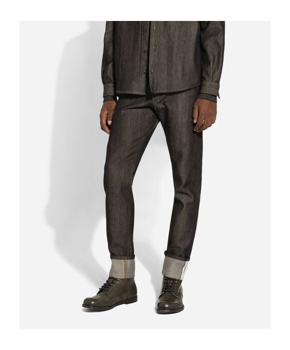 Dolce & Gabbana Regular-fit Blue Denim Jeans In Black
