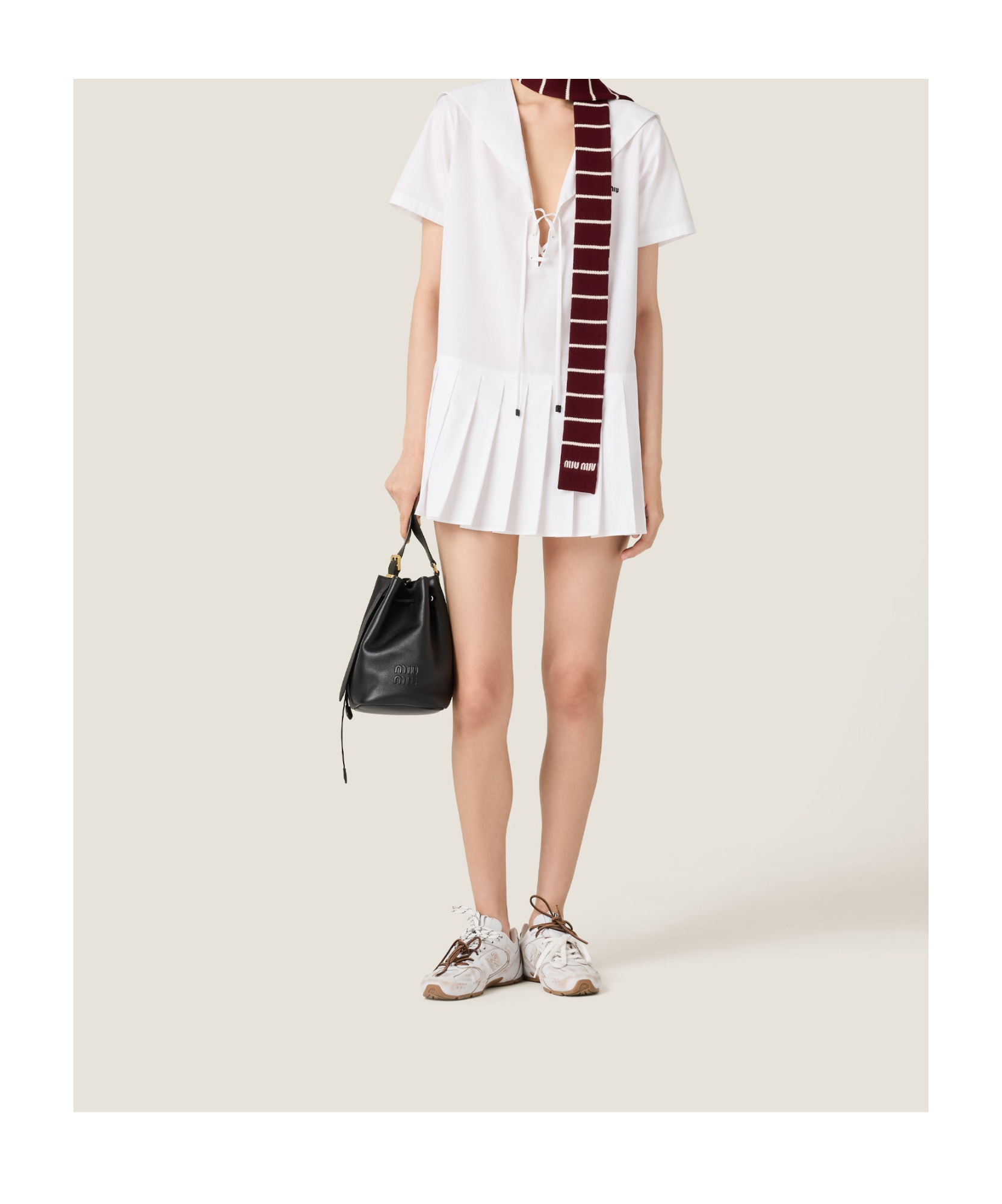Miu Miu Chic Poplin Mini Dress In White