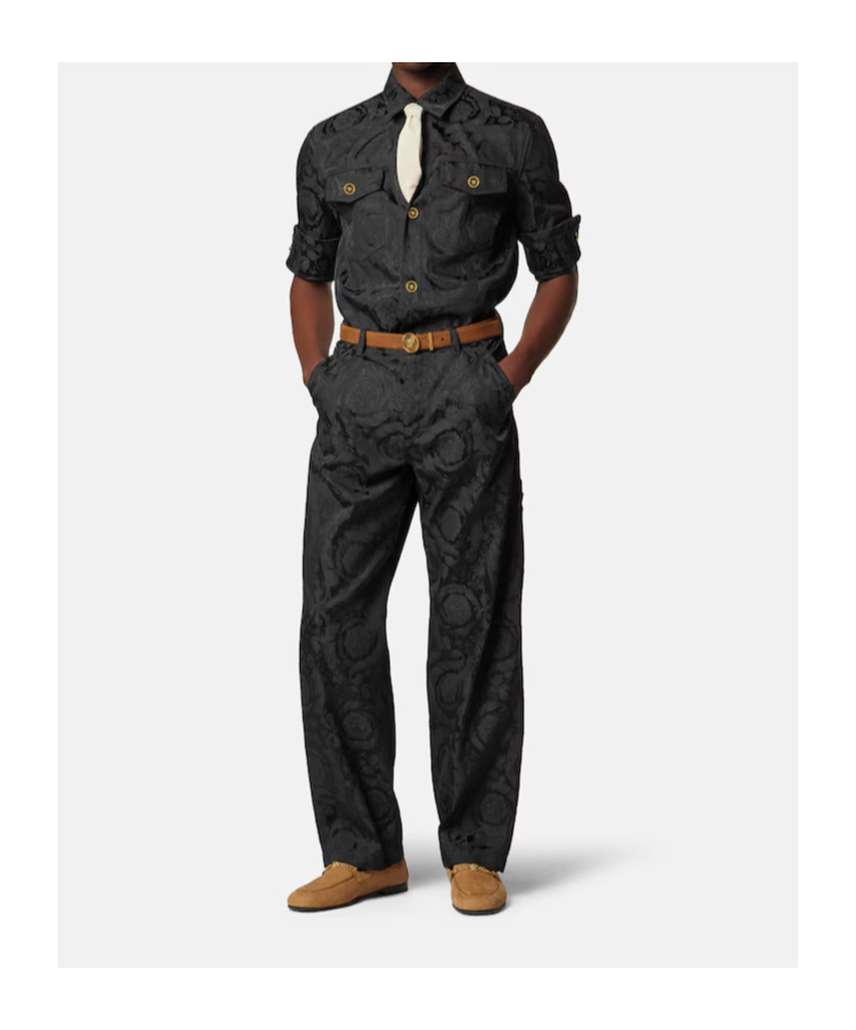 Versace Barocco Pattern Jacquard Jacket In Black