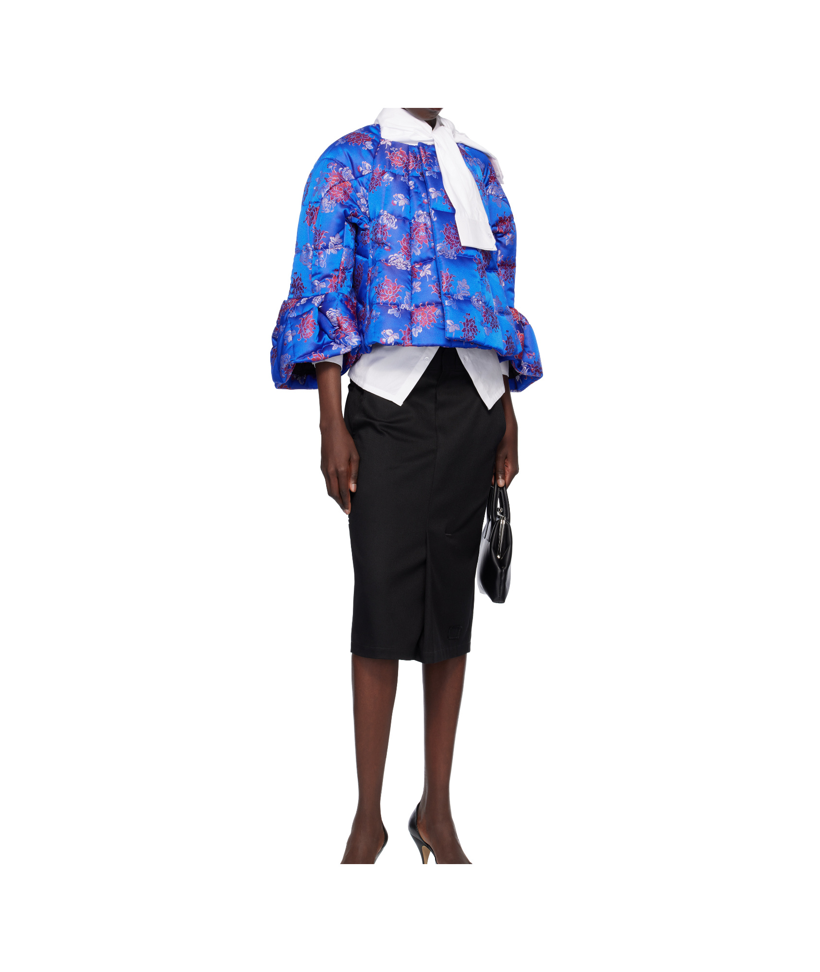 Comme Des Garçons Navy Jacquard Quilted Jacket