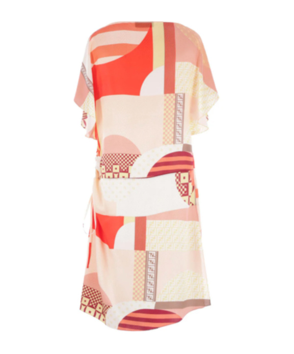 Fendi Abstract-print Mini Dress In Neutral