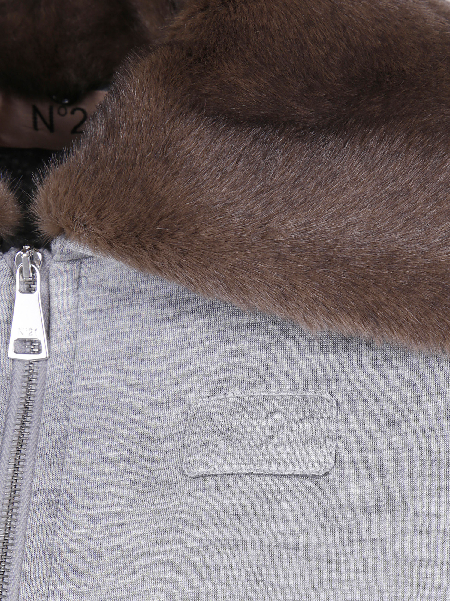N°21 Shearling Collar Casual Jacket In Gray
