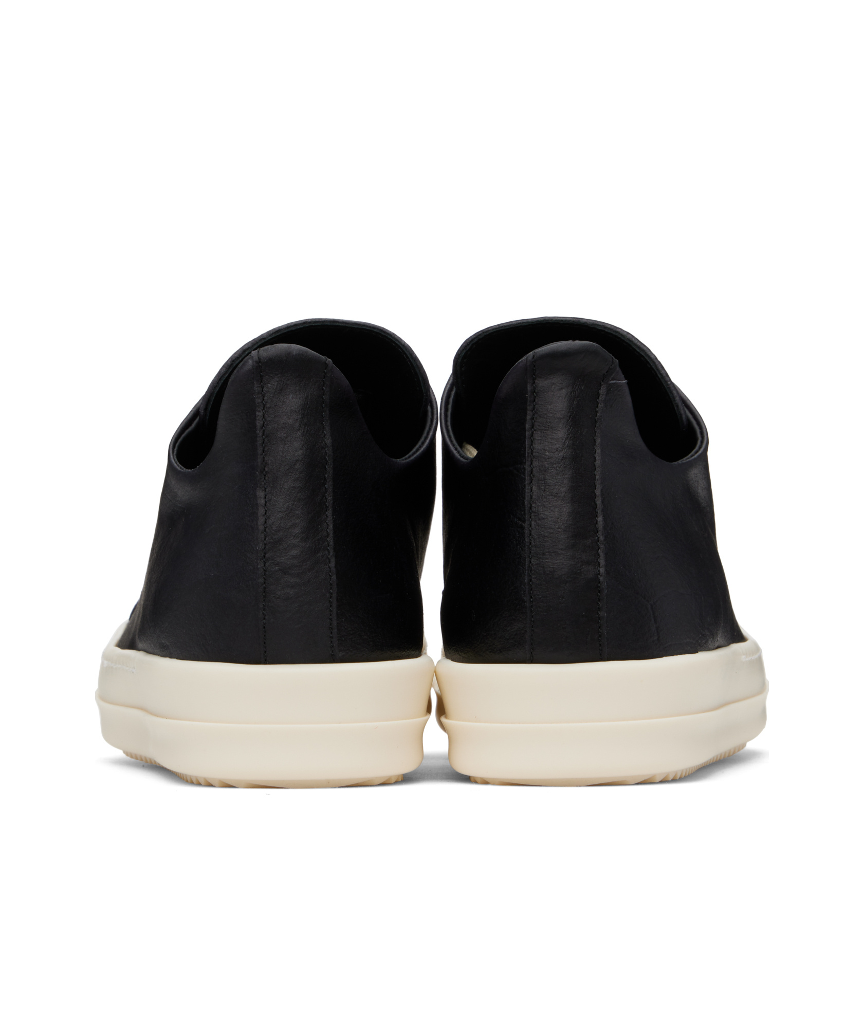 Rick Owens Low-top Round Toe Sneakers With Contrast Sole In Black/milk/milk