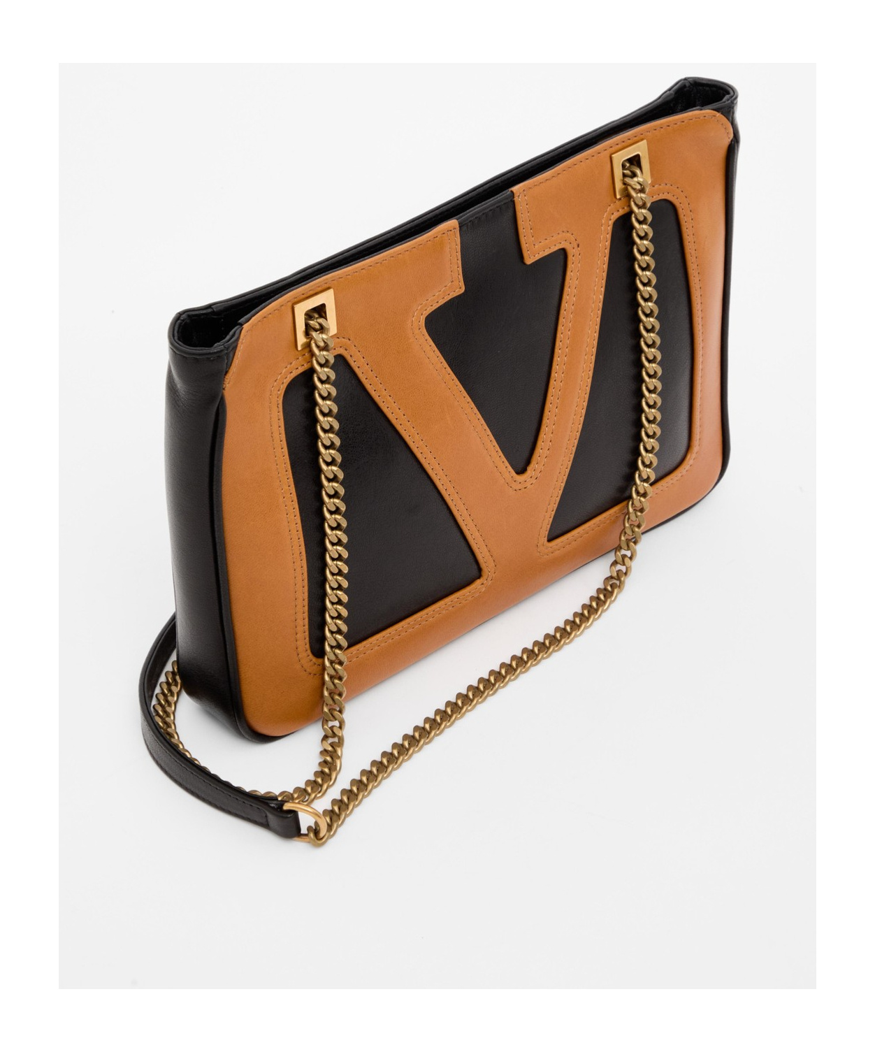 Valentino Chain Strap Two-tone Shoulder Bag Collection In Black