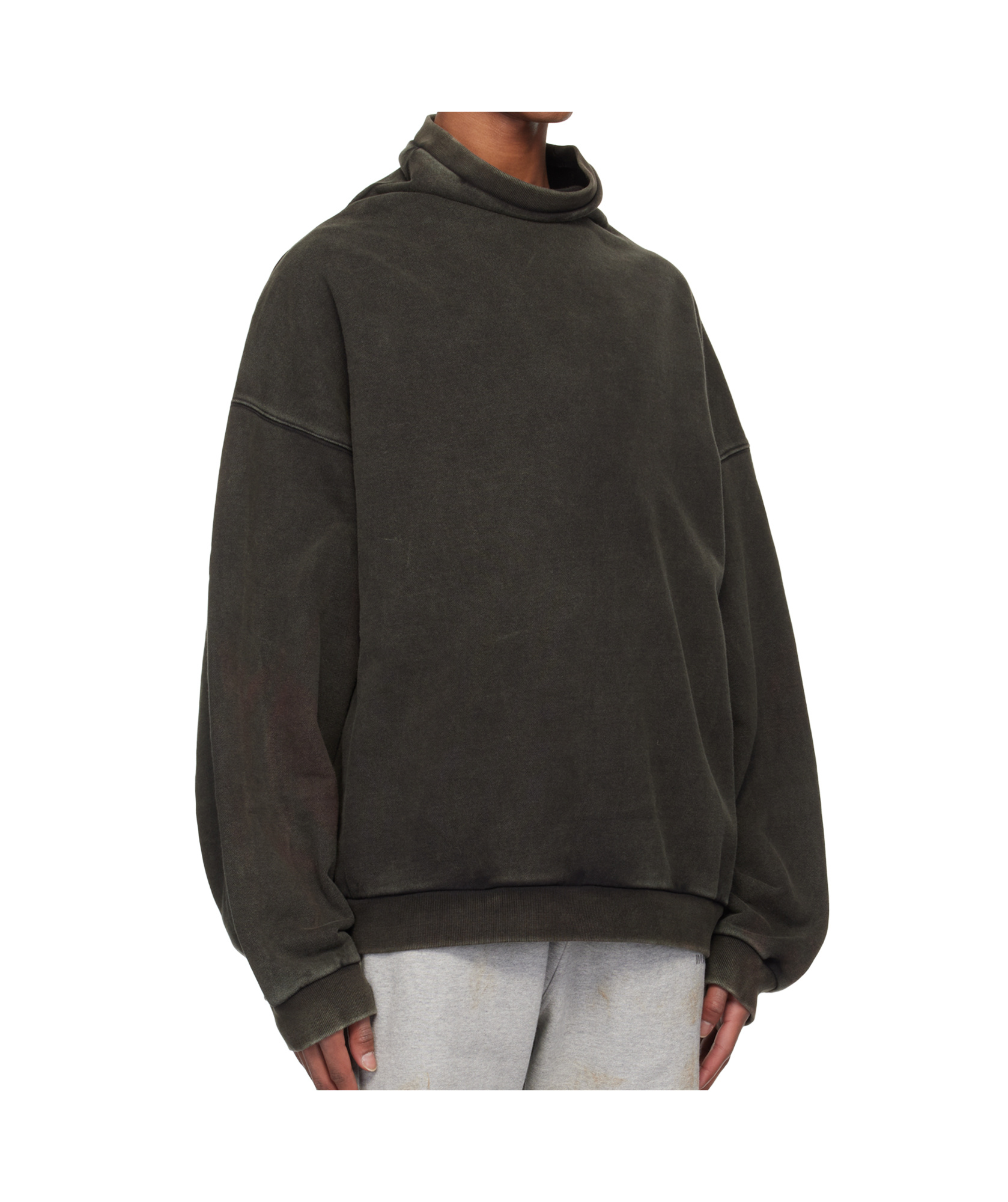 We11 Done High Collar Cotton Sweatshirt With Dropped Shoulders In Black