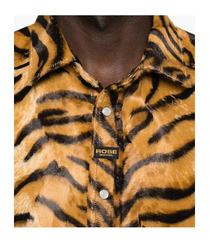 Martine Rose Tiger-print Felt Shirt In Brown