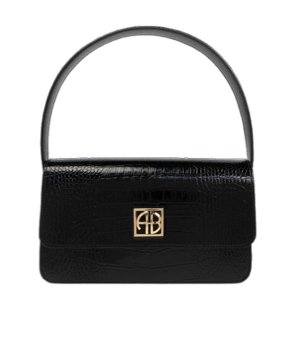 Shop Anine Bing Leather Shoulder Bag In Black