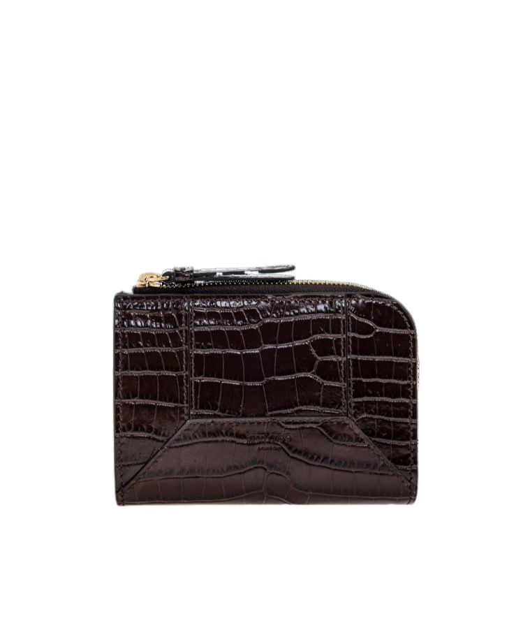 Jimmy Choo Crocodile-effect Zip Wallet In Black
