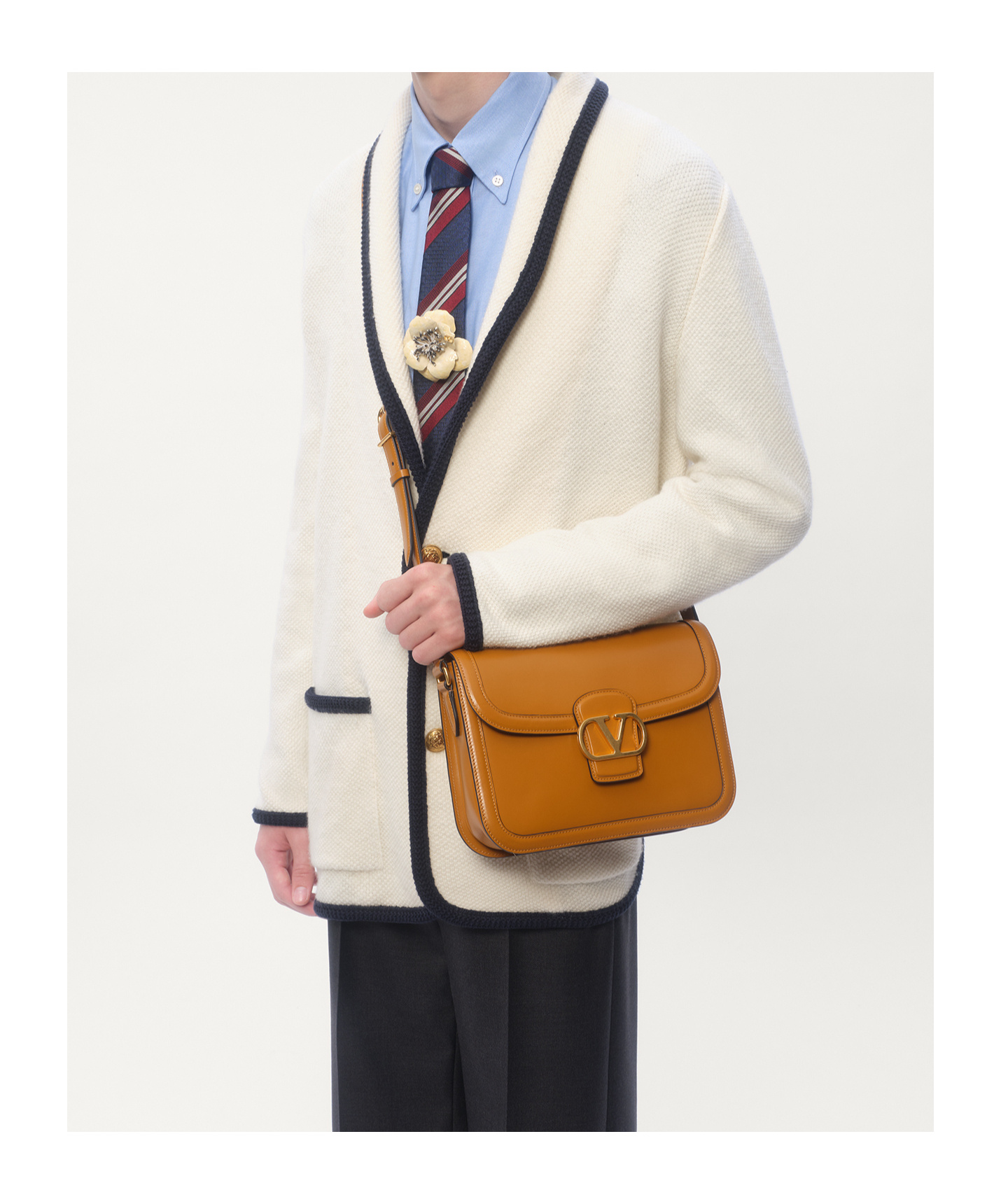 Valentino Garavani Orange Leather 9to5 Shoulder Bag In Brown