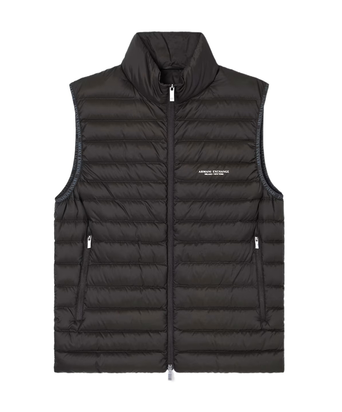 Armani Exchange Full Zip Sleeveless Down Jacket In Black