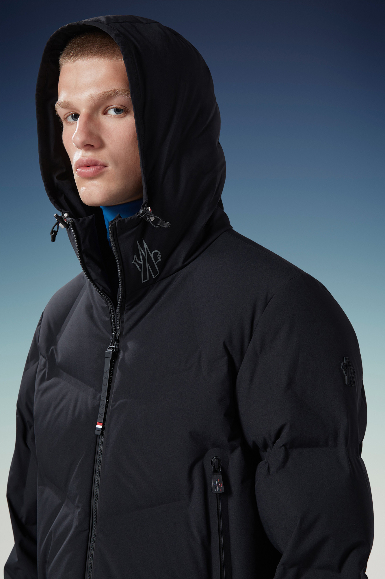 Moncler Logo-print Down Puffer Jacket In Black