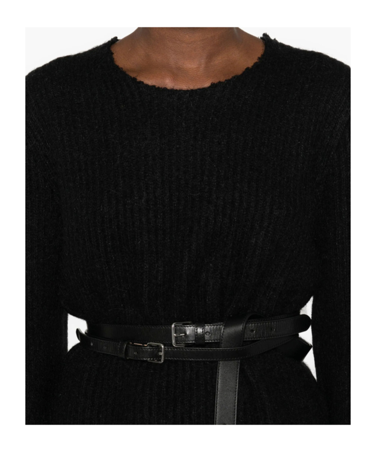 Jil Sander Ribbed Wool-mohair Blend Sweater In Black