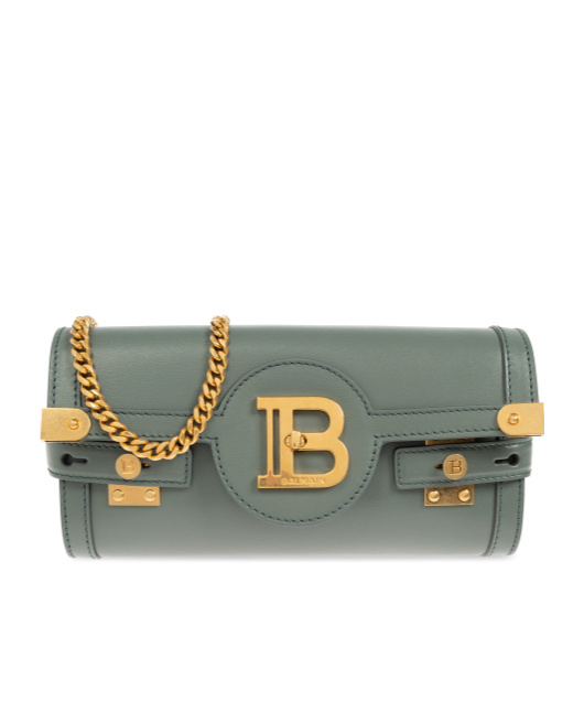Shop Balmain B-buzz Pouch 23 Clutch In Green