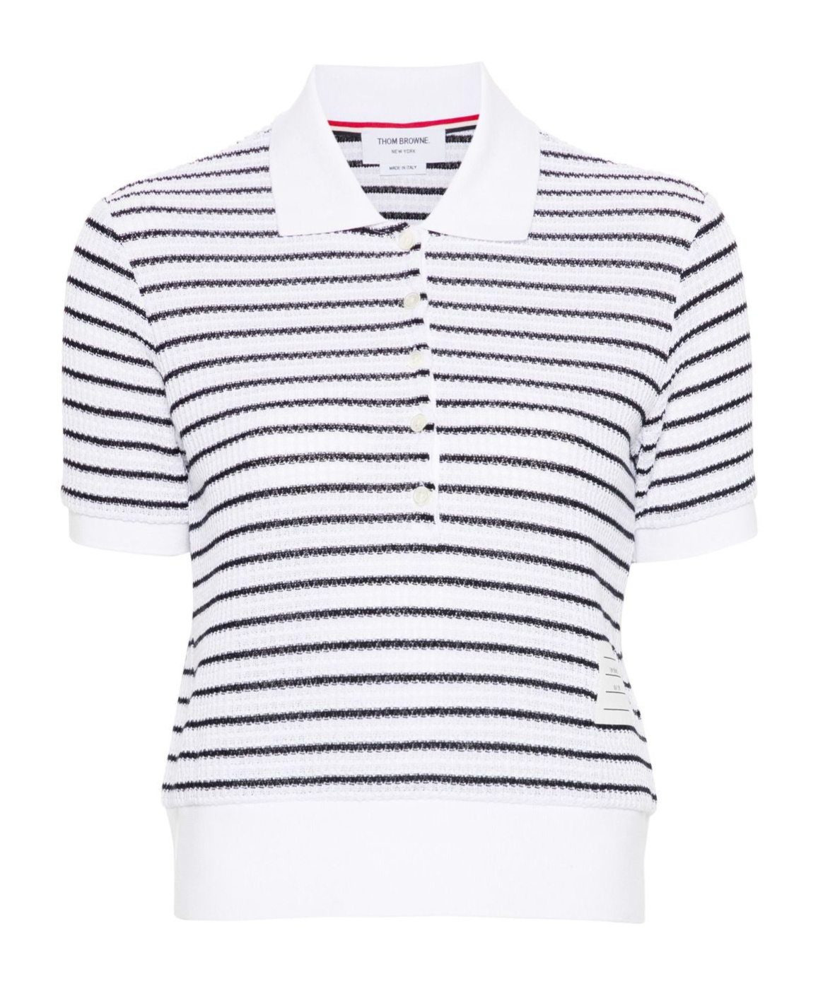 Thom Browne Striped Textured-knit Polo Shirt In Blue