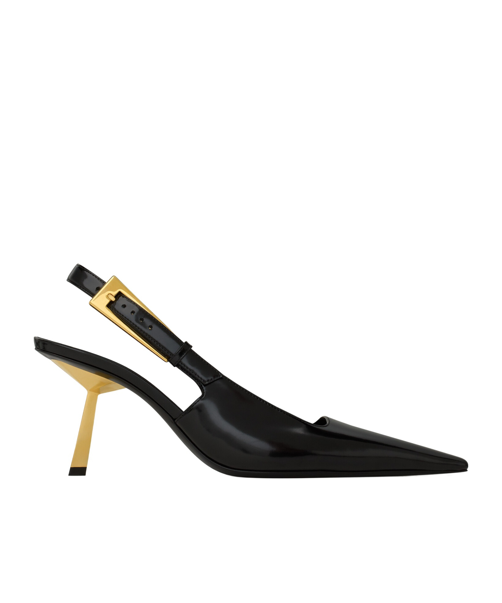 SAINT LAURENT LEE SLINGBACK PUMPS IN GLAZED LEATHER 