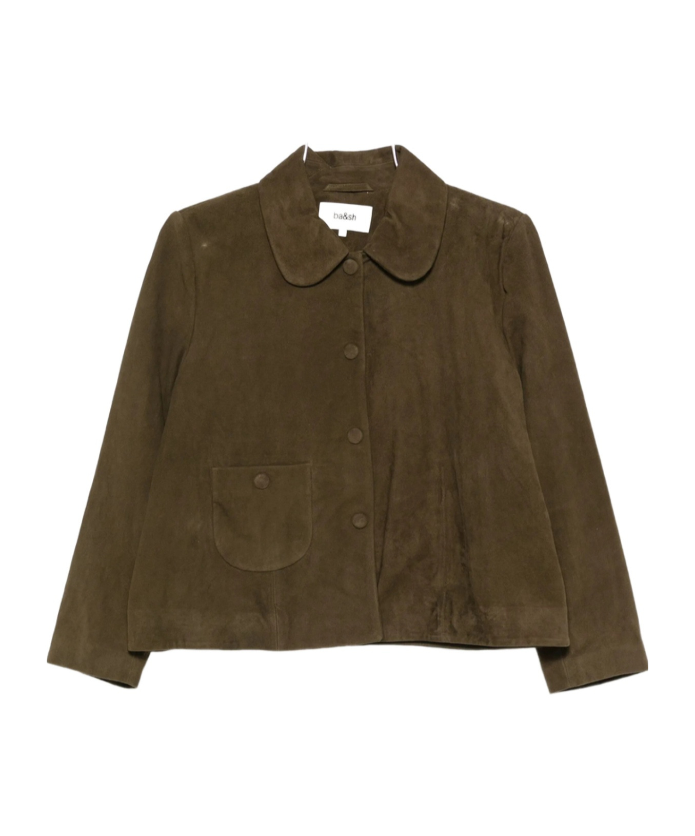 Bash Button-front Leather Jacket In Green