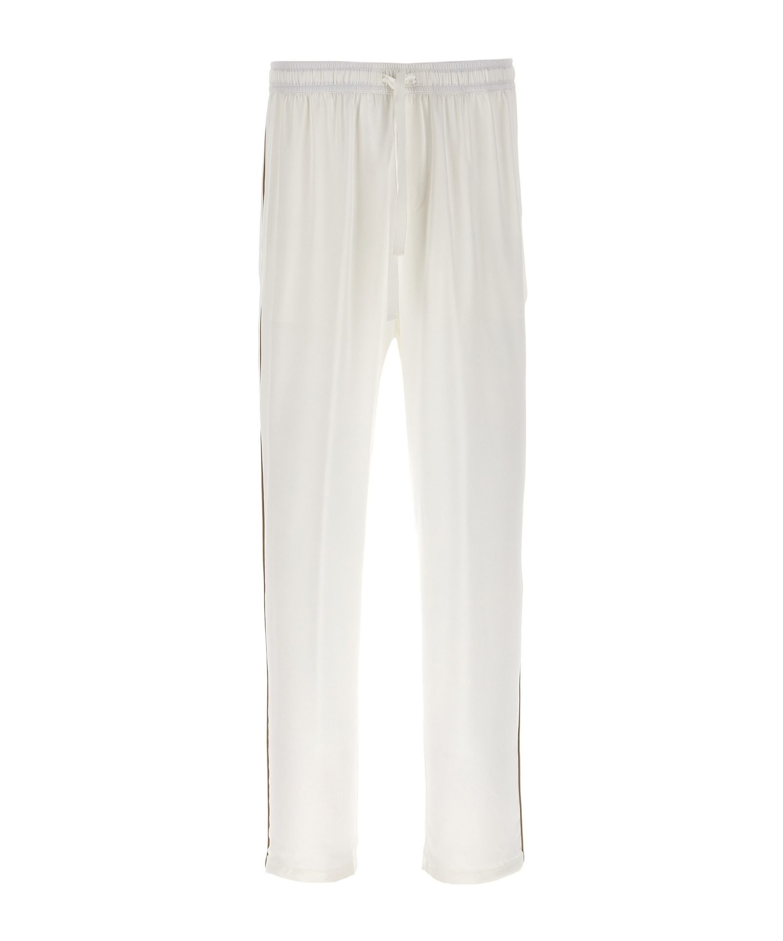 Dolce & Gabbana Silk Trousers With Back Pocket And Side Stripe In White