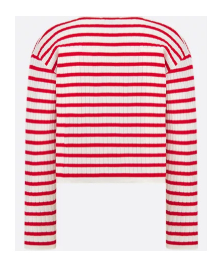 Shop Dior Kids' Cardigan In Ivory White/raspberry Red