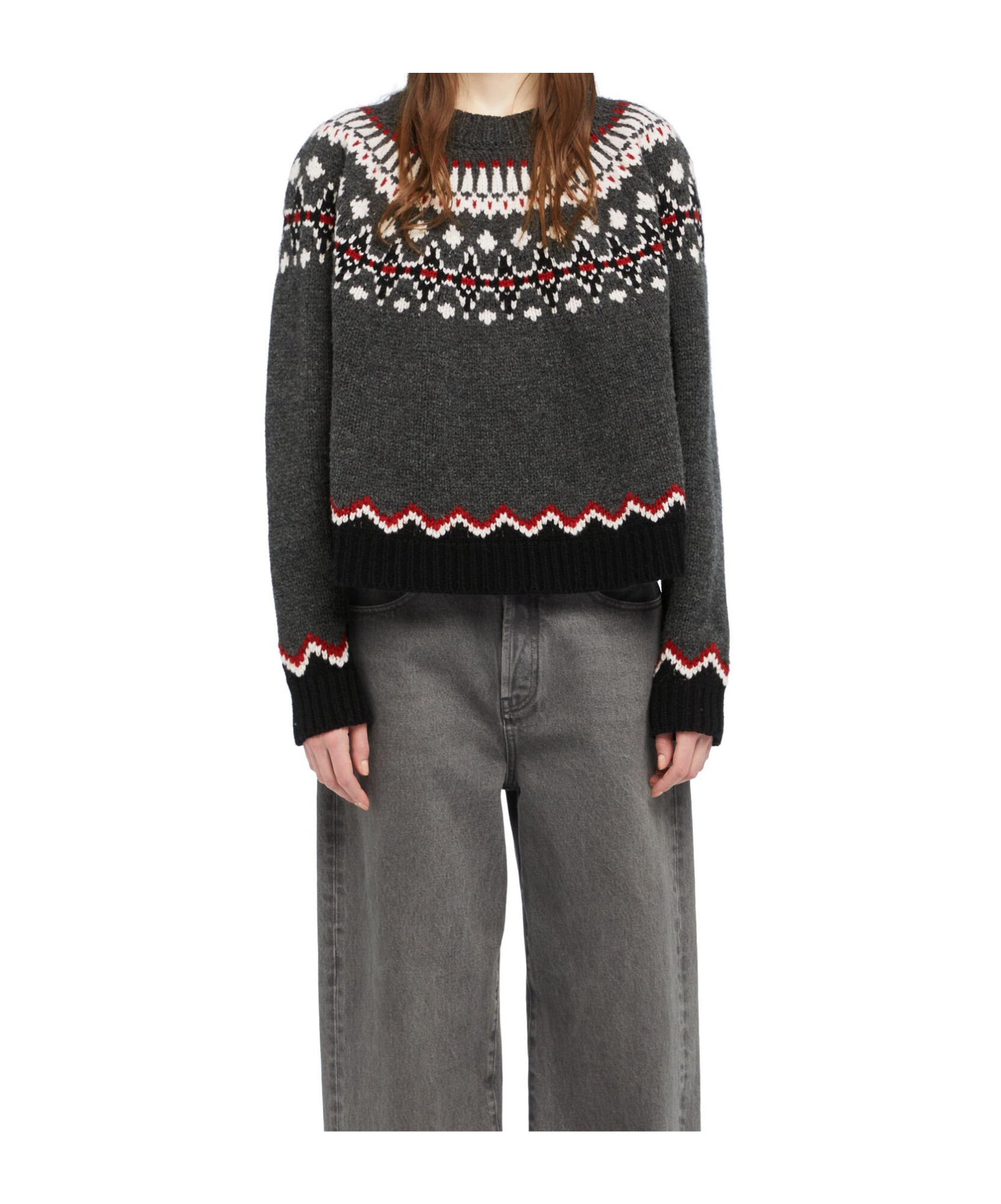 Alanui Sweet Winter Wool Crewneck Jumper In Gray
