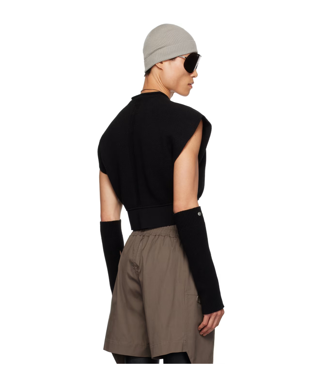 Rick Owens Black Cropped Sweater In Black