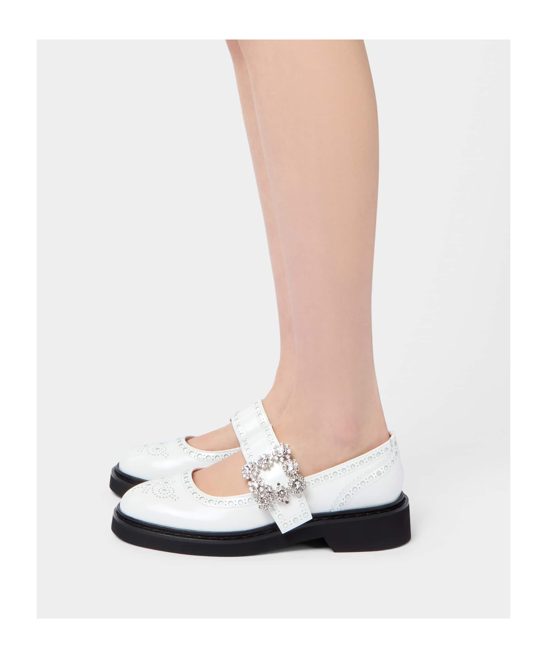 Roger Vivier Viv' Rangers Ballet Flats In White