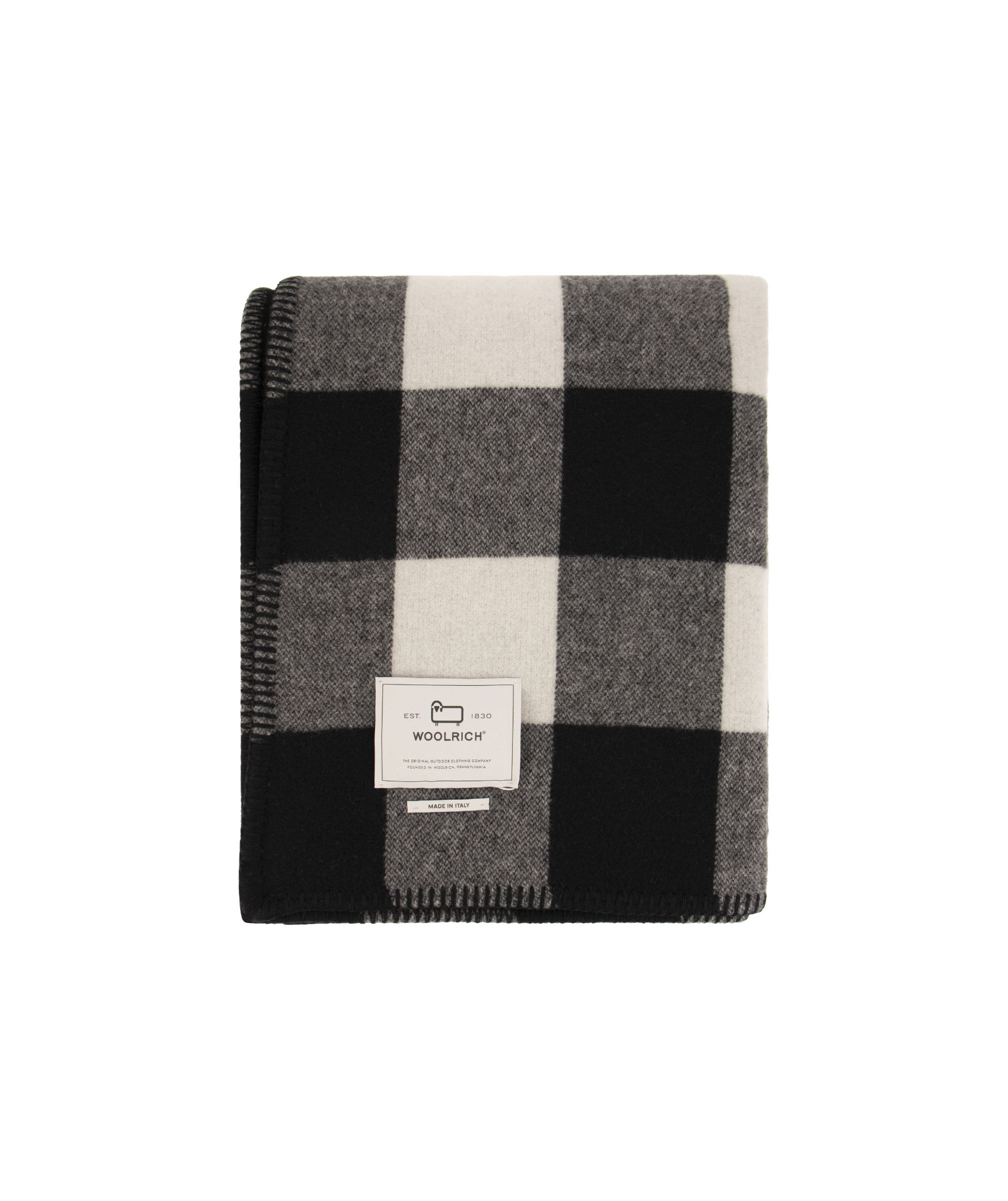 Woolrich Buffalo Check-pattern Wool Throw In Black