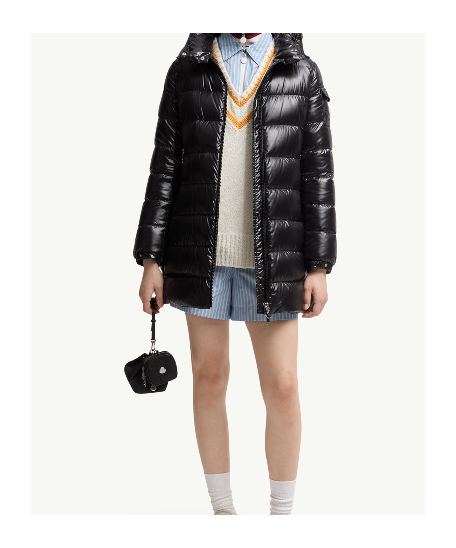 Moncler Womens Black Courcelles Hooded Shell-down Jacket