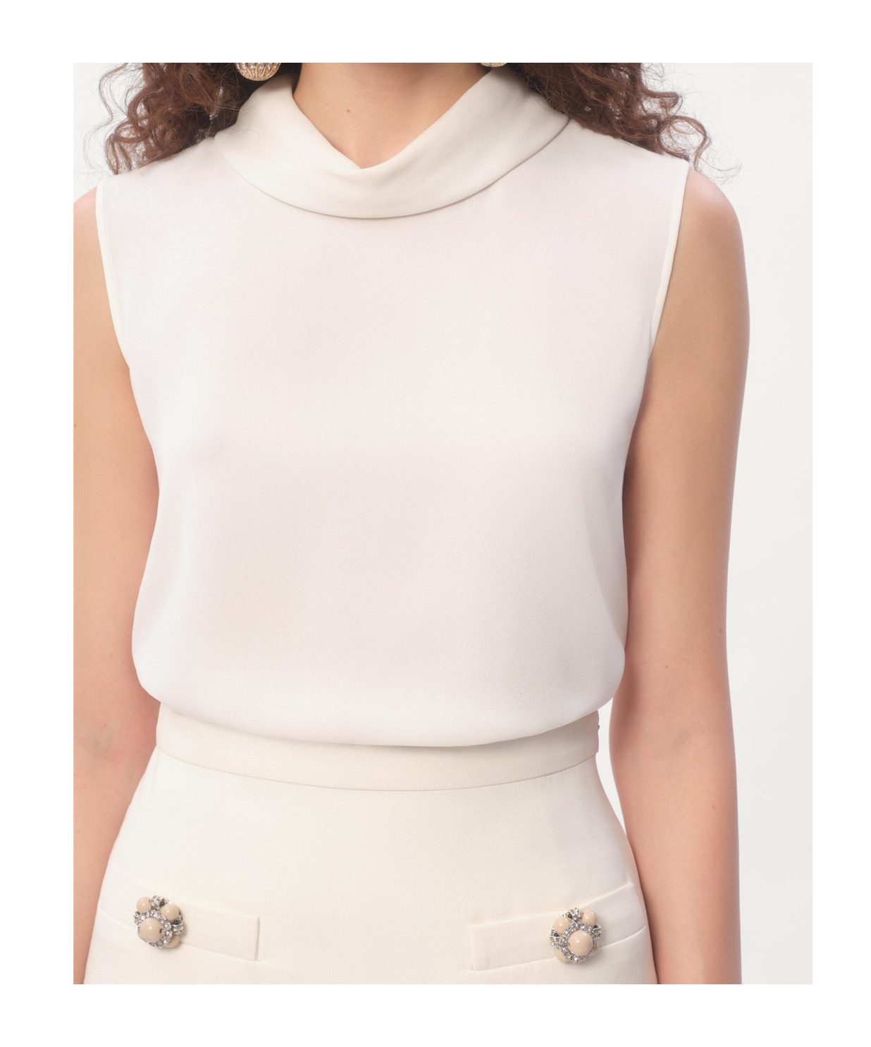 Valentino Sleeveless Silk Top Without In White