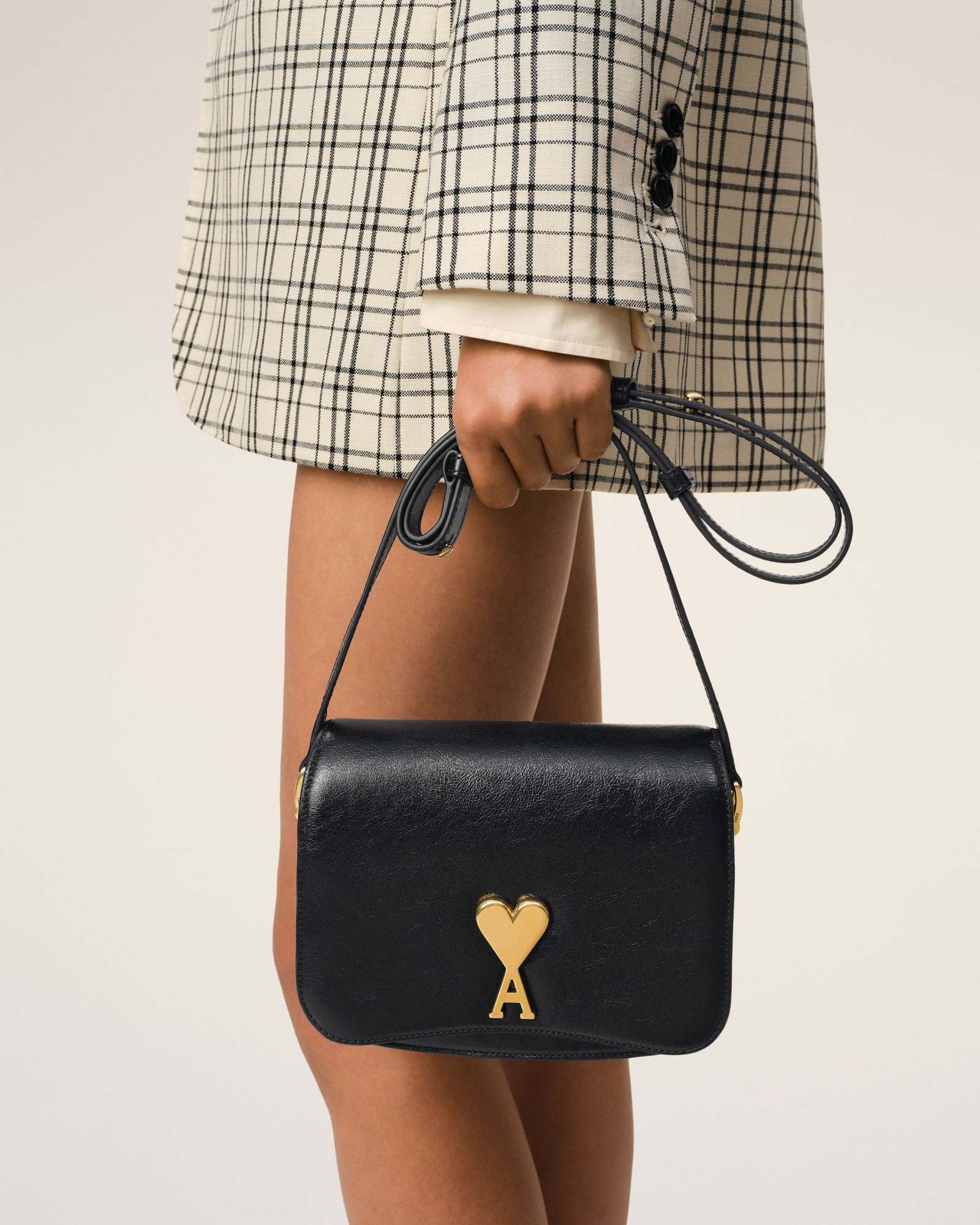 Shop Ami Alexandre Mattiussi Ami Paris Ami De Coeur Flap Shoulder Bag In Black