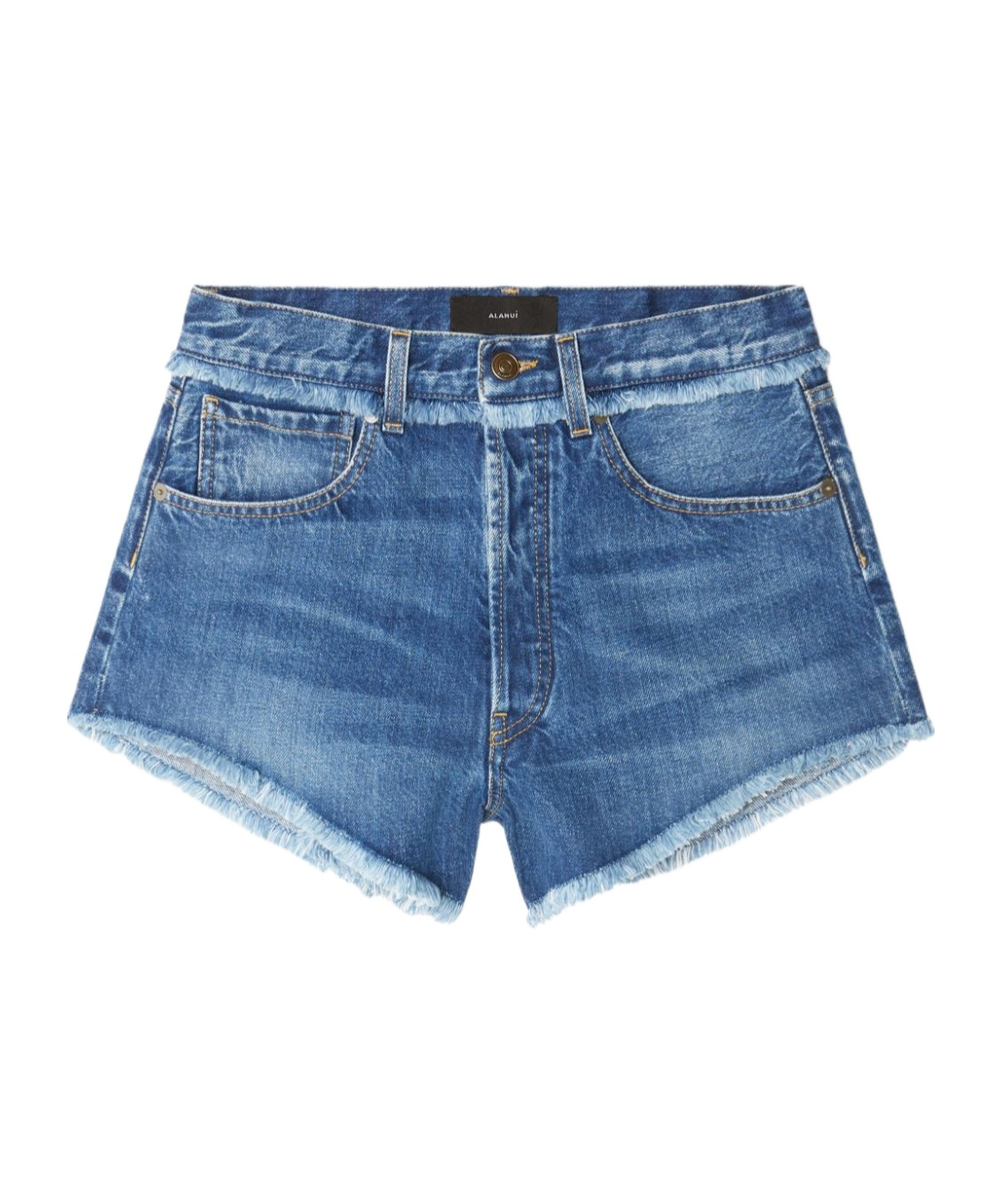 Alanui Fringed Cotton-denim Shorts In Blue