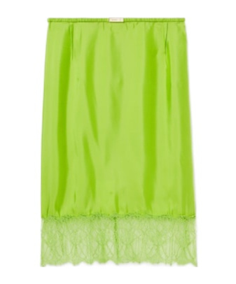 Gucci Viscose Twill Skirt With Floral Lace In Green