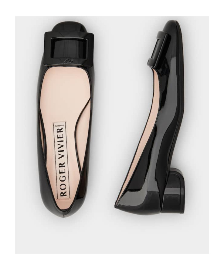 Roger Vivier Square Button Ballet Shoes In Black