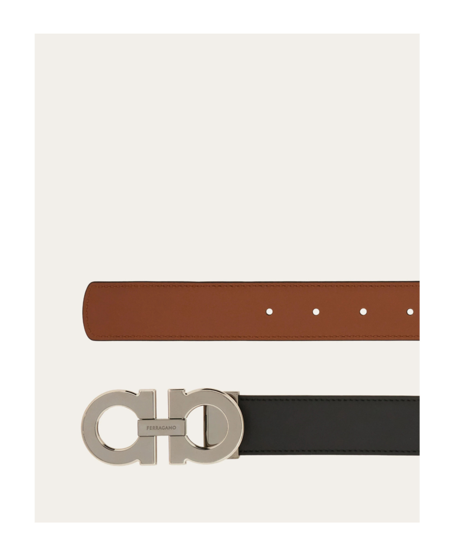 Ferragamo Reversible And Adjustable Gancini Belt In Black