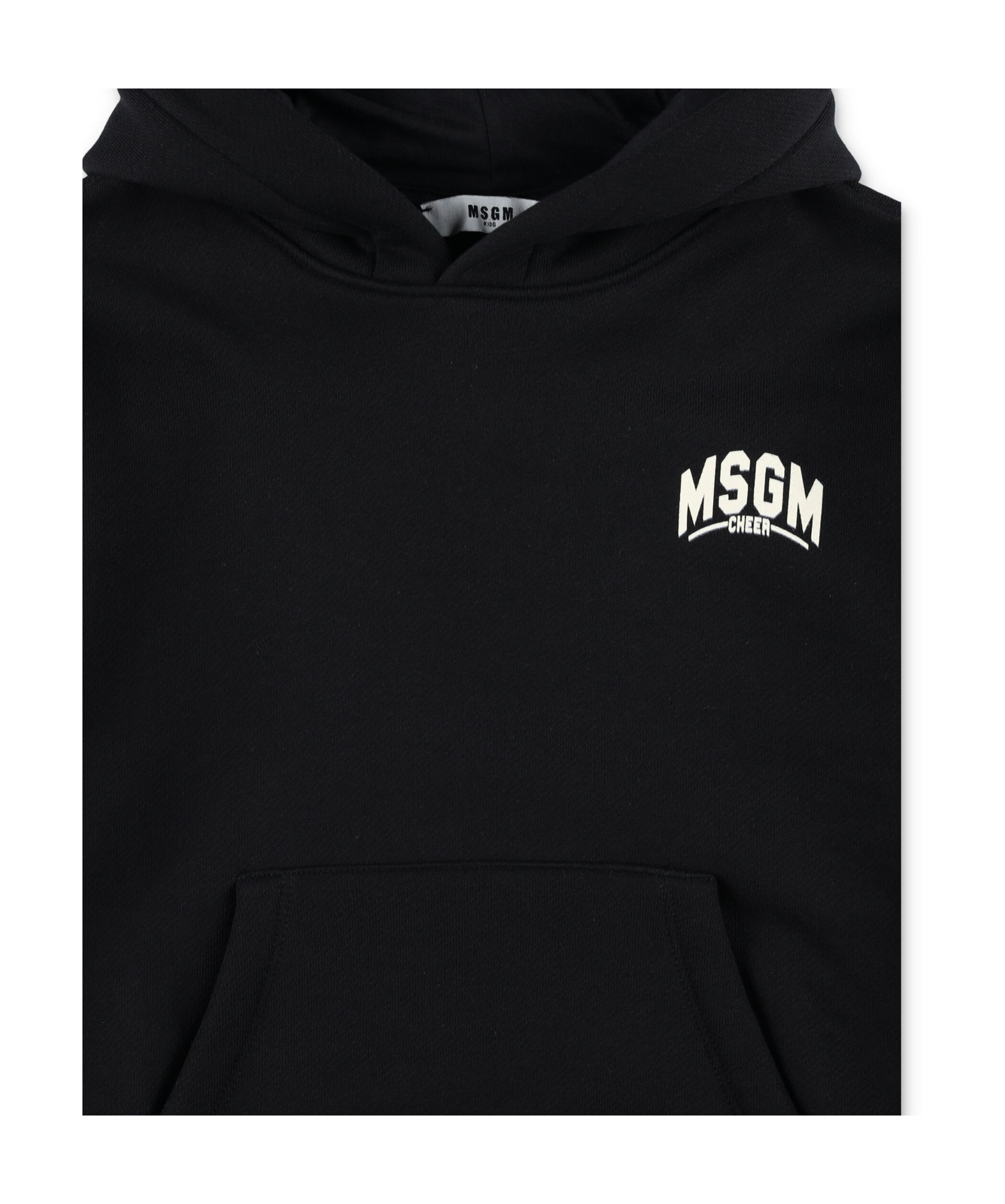 Msgm Back Printed Hooded Hoodie In Black