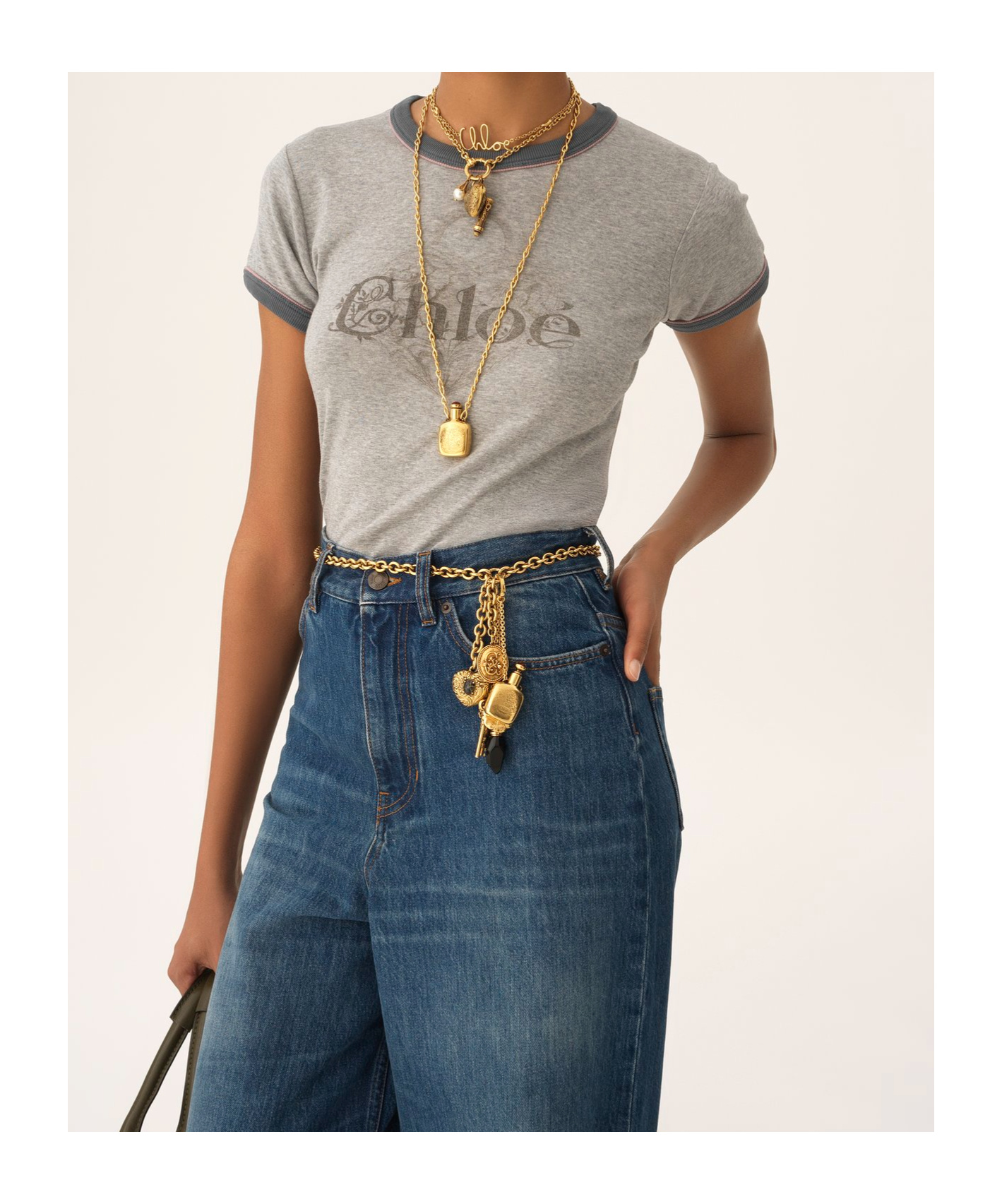 Chloé Baby Fit Logo T-shirt In Cotton Jersey In Gray