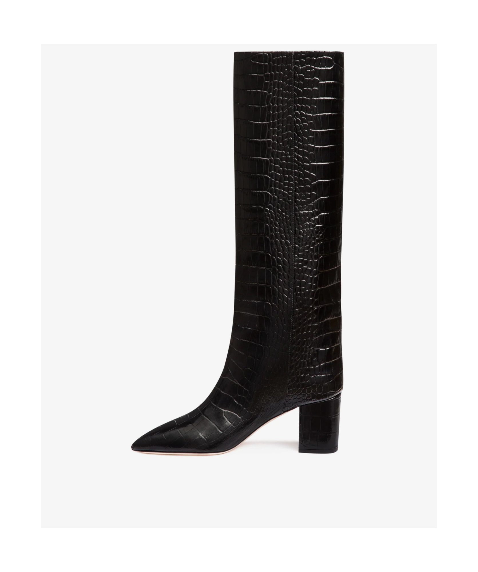 Paris Texas 70mm Anja Croc Embossed Tall Boots In Black