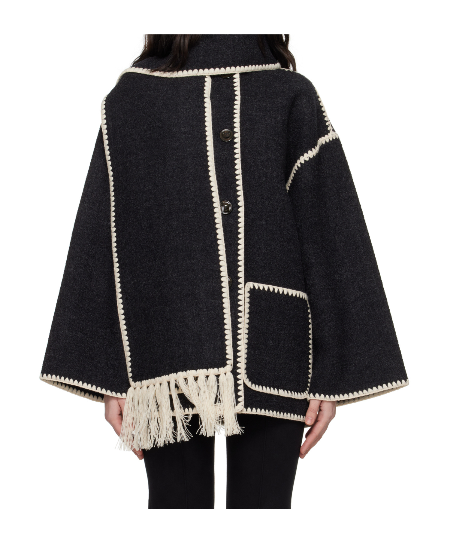 Totême Gray Embroidered Scarf Jacket In Black